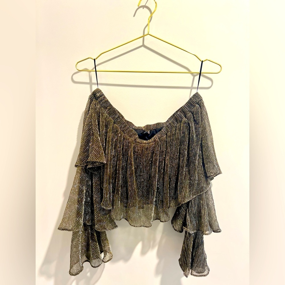 San Joy for Urban Outfitters Metallic Cropped Top with Black Bandeau